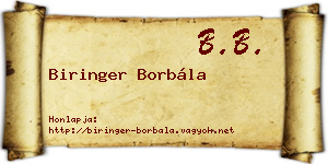Biringer Borbála névjegykártya